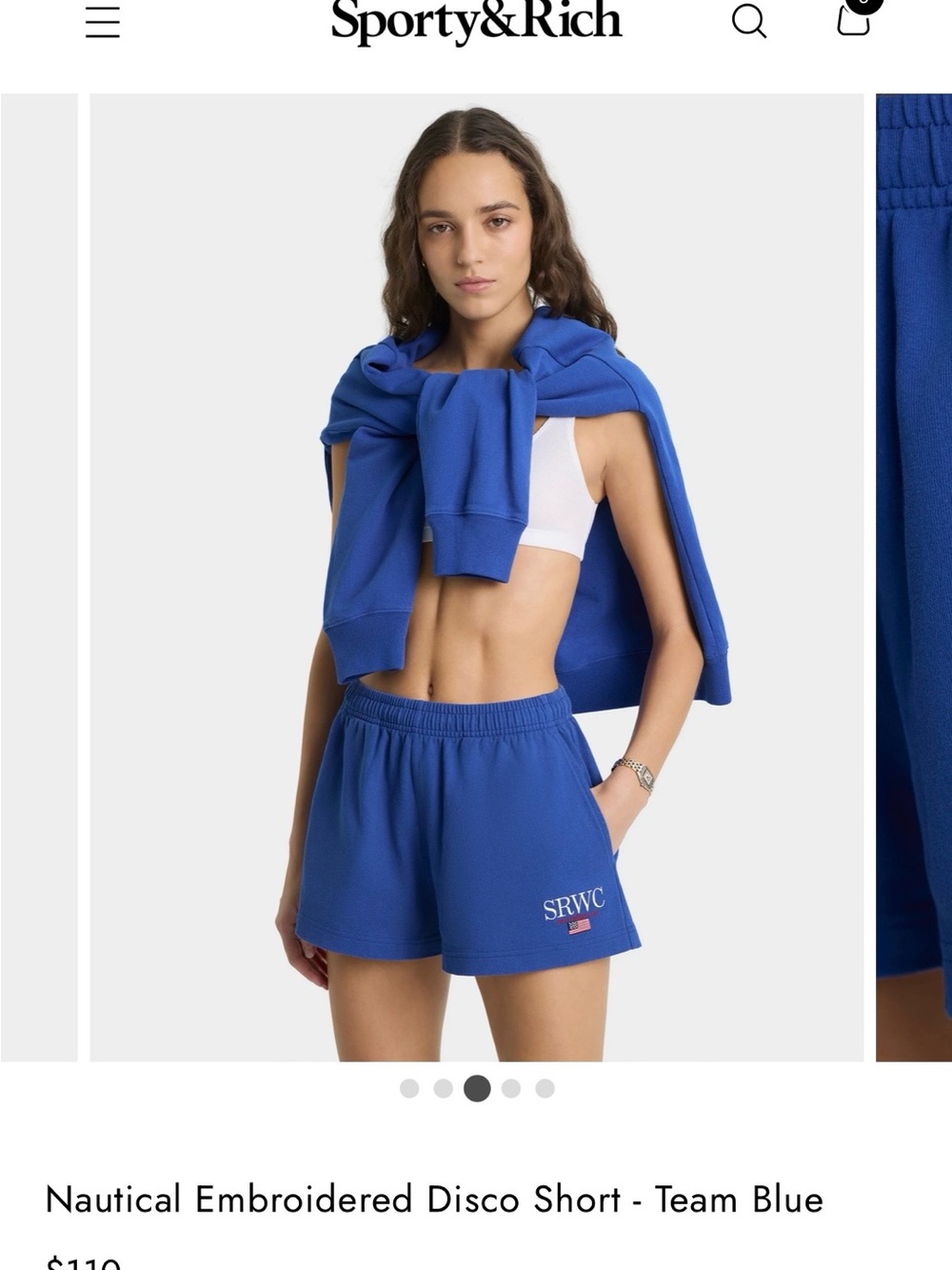 Sporty & Rich Nautical Embroidered Disco Short - Team Blue